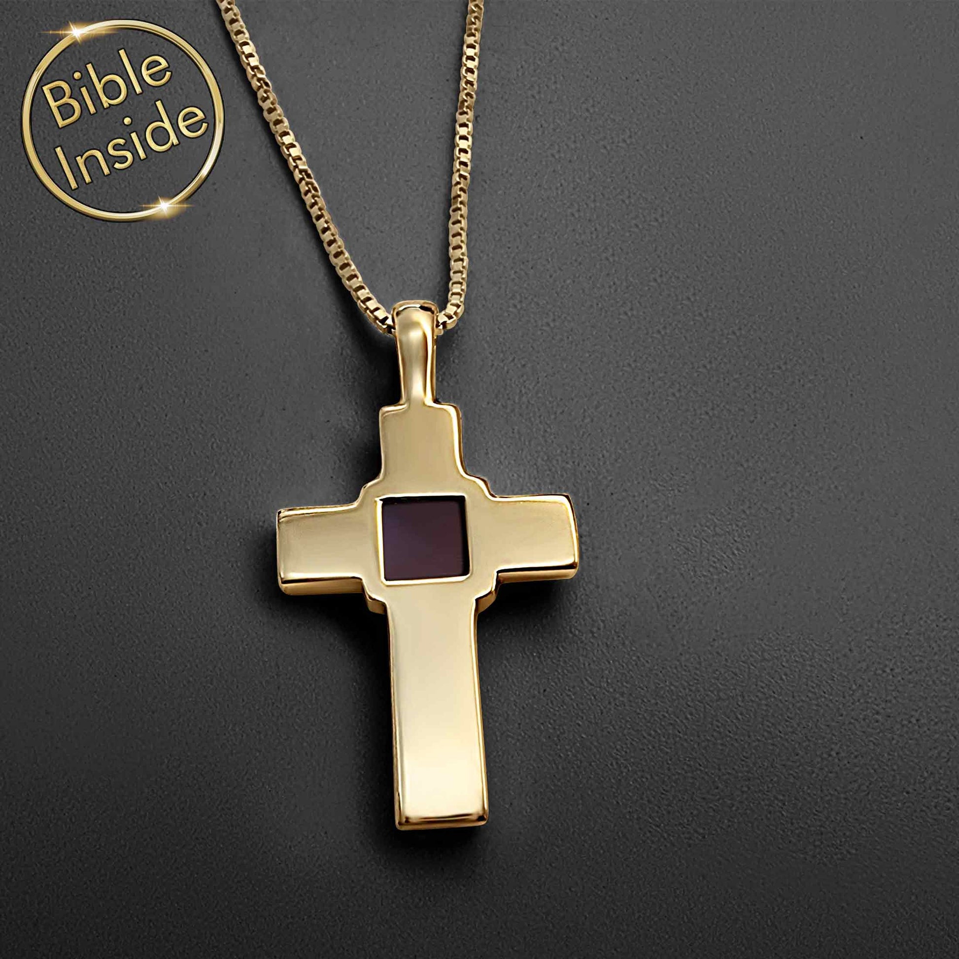 Cross Necklace with a Mini Bible - Pure Cross Pendant (22Mm)