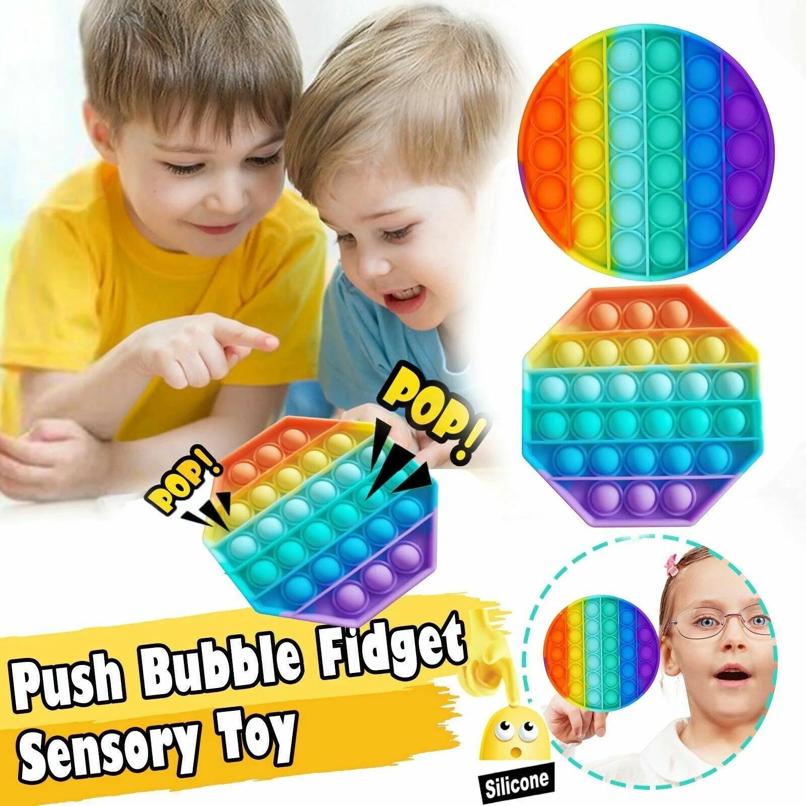 Popit Fidget Toy Push Bubble Sensory Stress Relief Kids Family Games Square Game